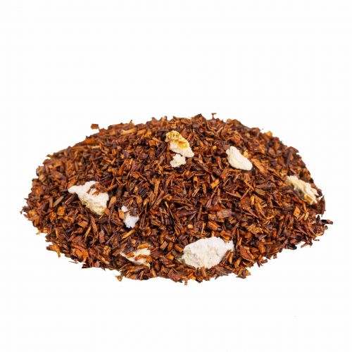 Rooibos Orange tea with orange peels, rich in antioxidants.