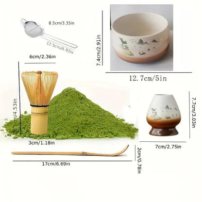 Matcha, ensemble à 5 Pièces : Bol, Fouet, Cuillère, Tamis et Support