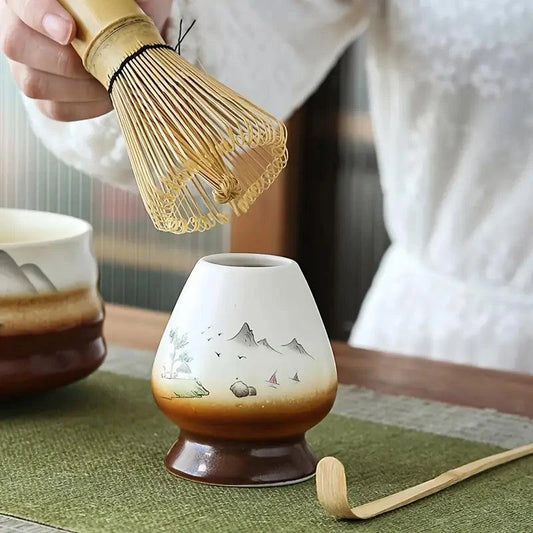Matcha, ensemble à 5 Pièces : Bol, Fouet, Cuillère, Tamis et Support