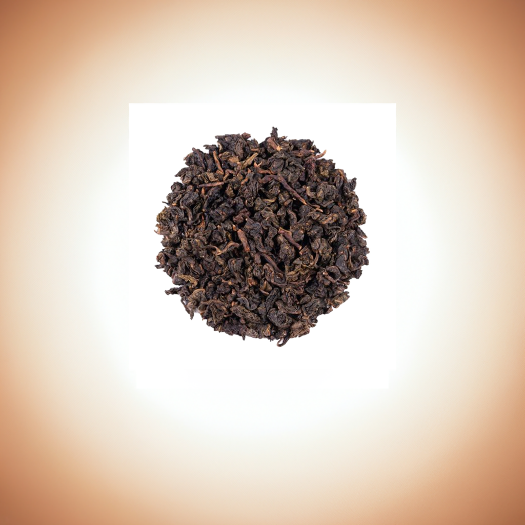 China Oolong tea leaves with floral and woody notes.