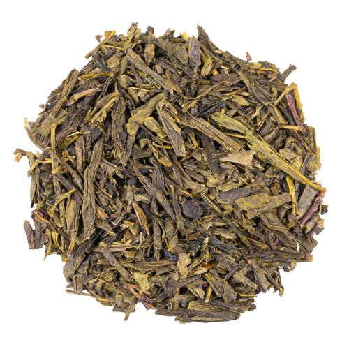 Thé Vert China Sencha- Mélange artisanal de feuilles séchées, révélant des arômes doux et une liqueur légère, parfait pour une pause fraîche et équilibrée.